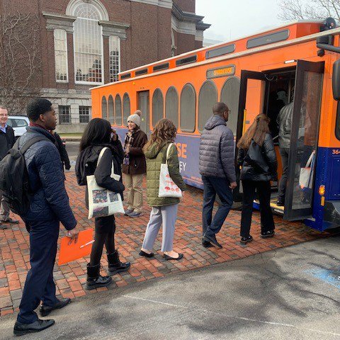 Psychology immersion students board the trolley