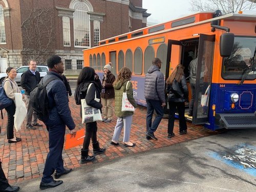 Psychology immersion students board the trolley