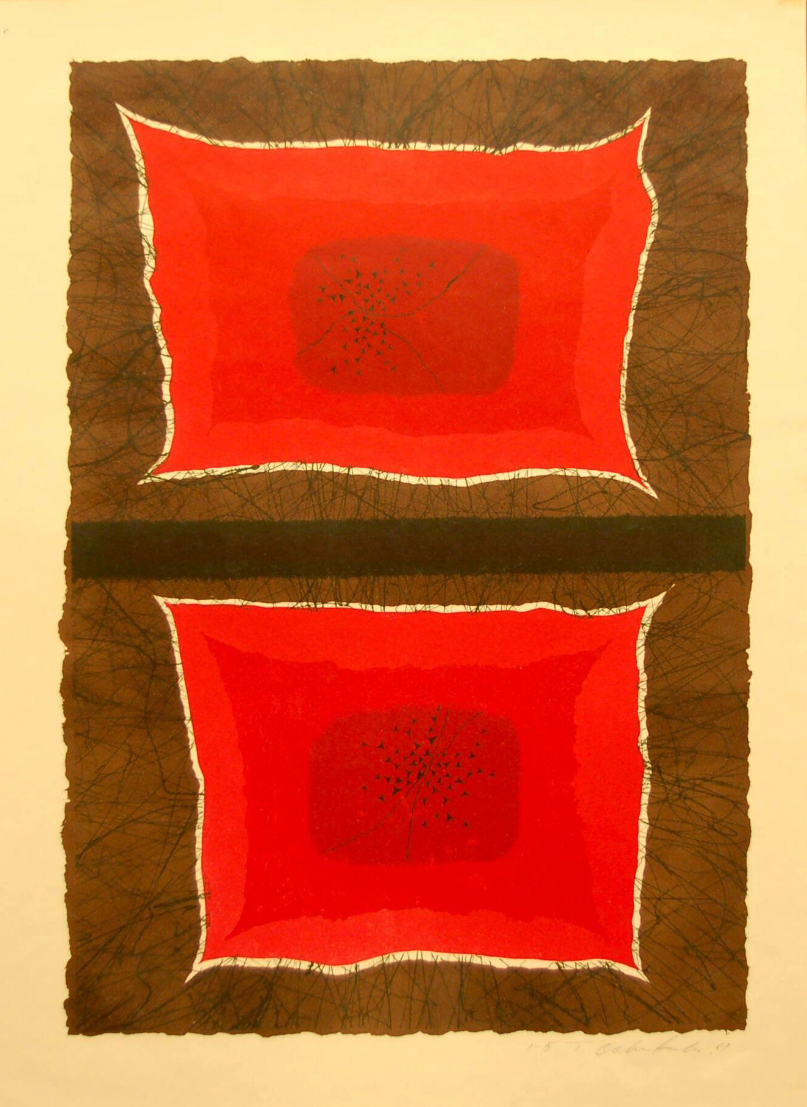 Red Shapes by Tetsuo Ochikubo 1967 MediumColor lithograph