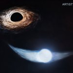 Star sheds stellar debris as it orbits a supermassive black hole