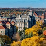 Aerial photo of the Syracuse University campus.