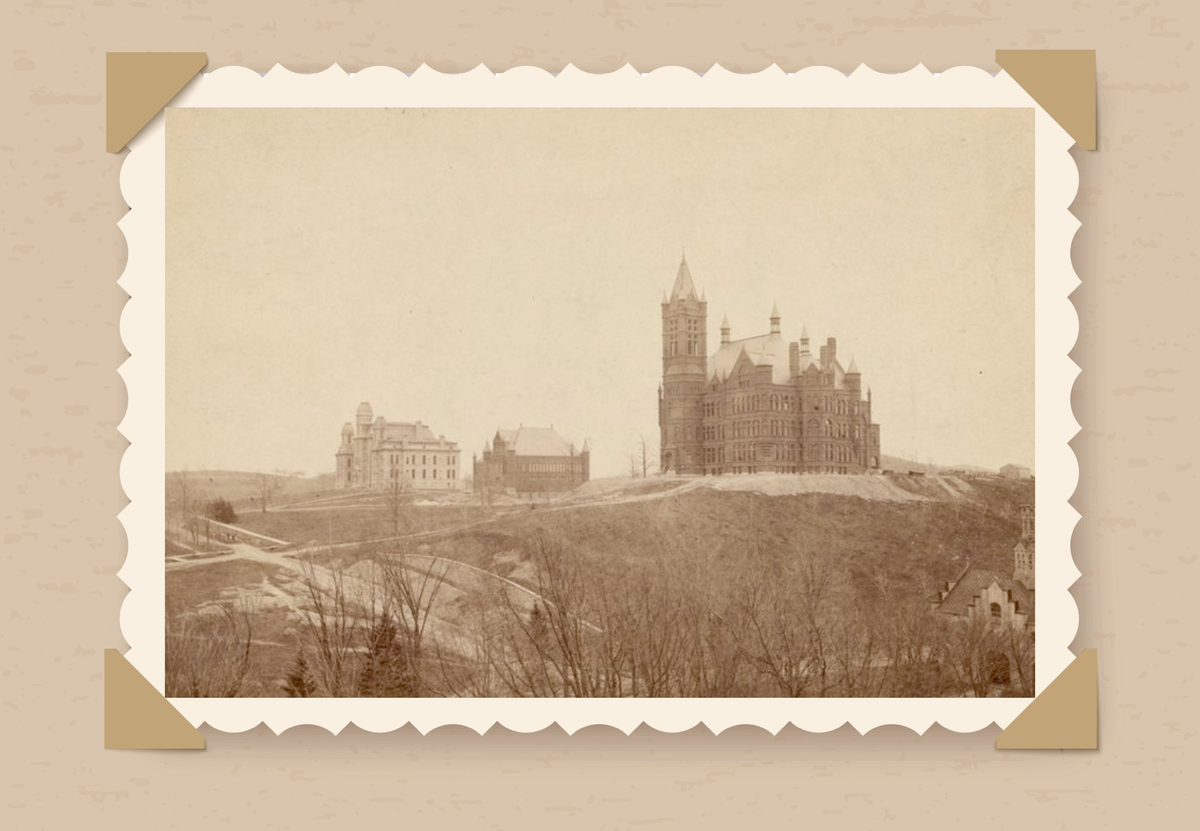 Syracuse University campus image from 1889.