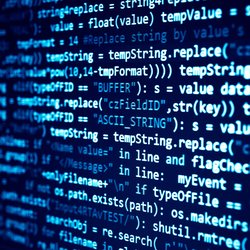 Software developer programming code.