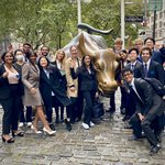A&S | Maxwell students pose with the famous Wall Street Charging Bull.