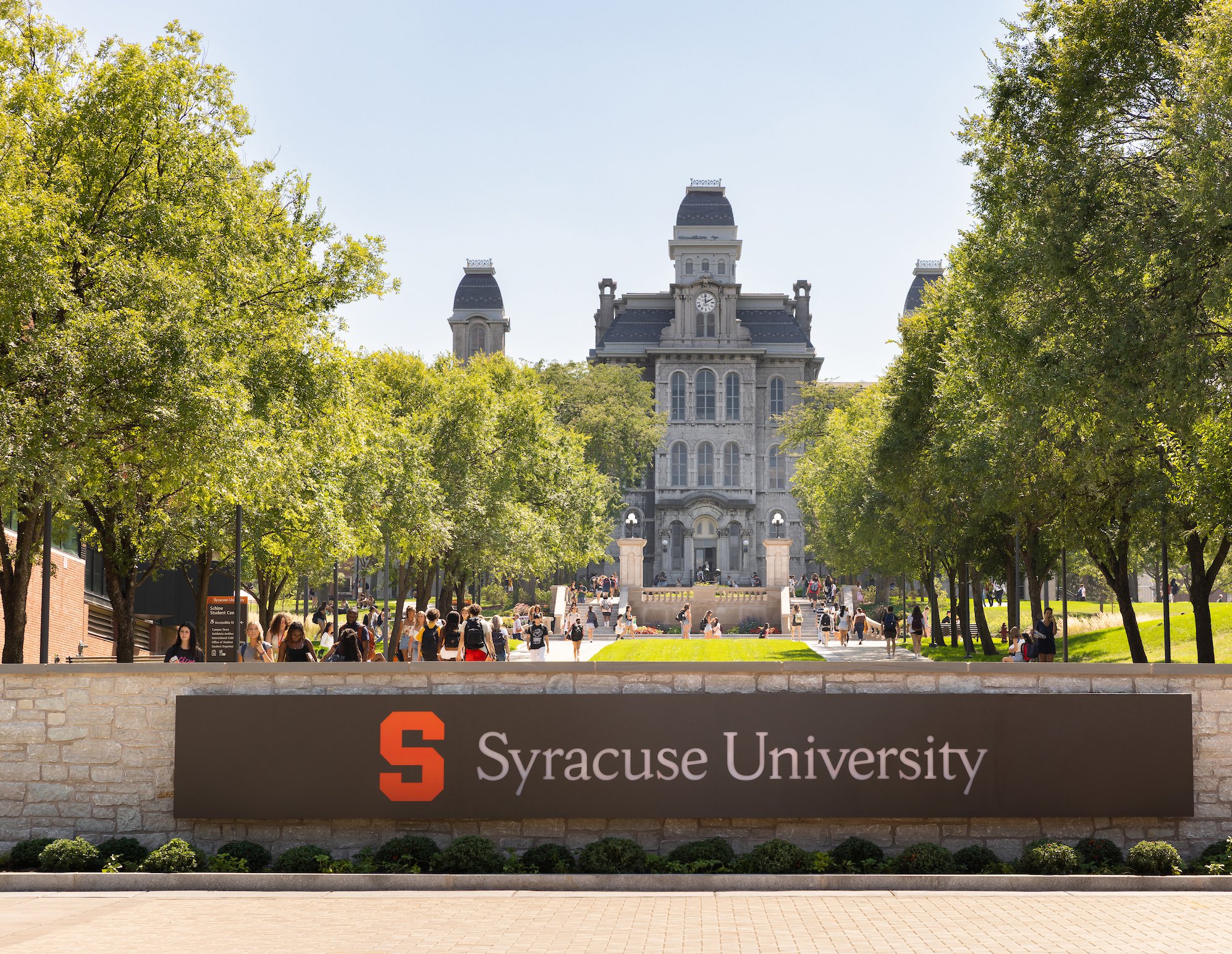 Syracuse sign with Hall of Languages homepage crop