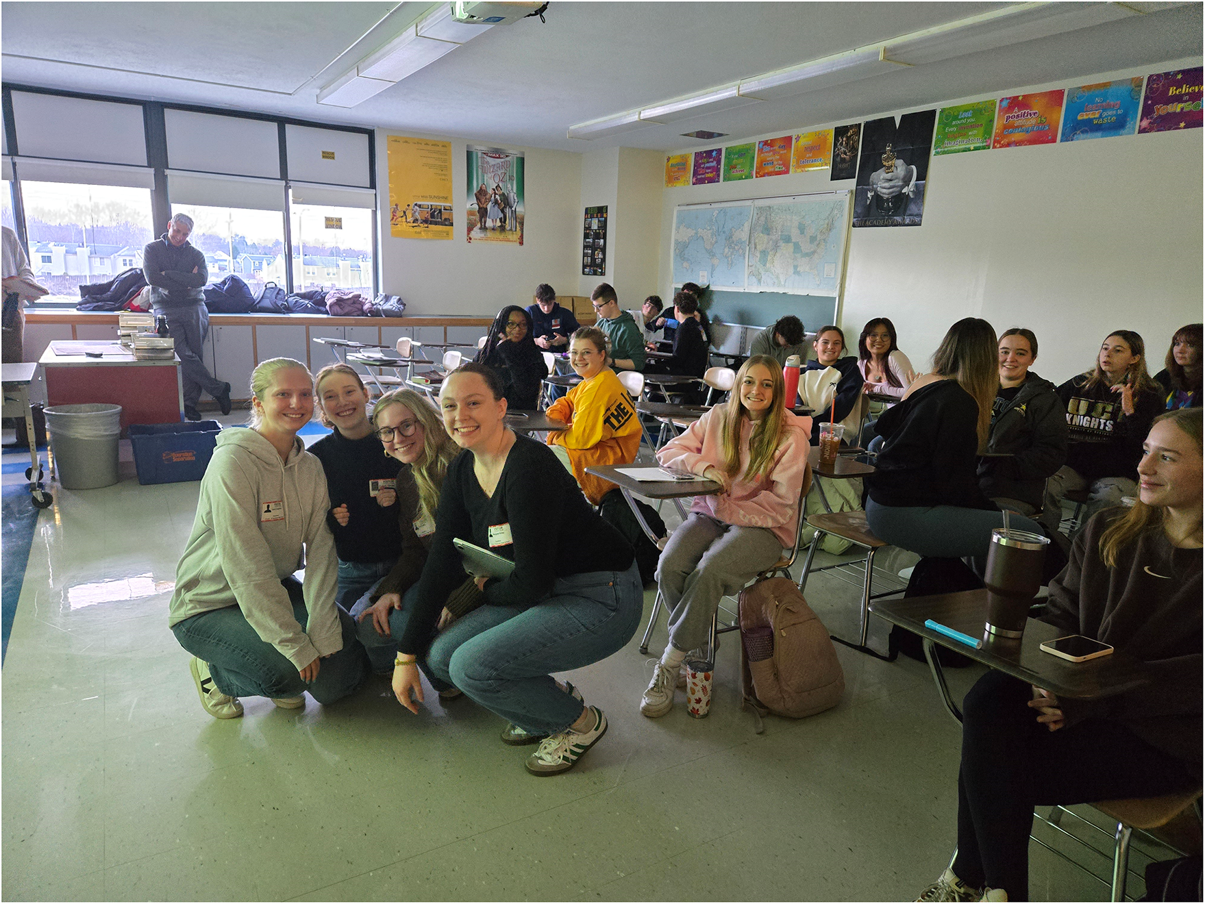 A group of students in a classroom.
