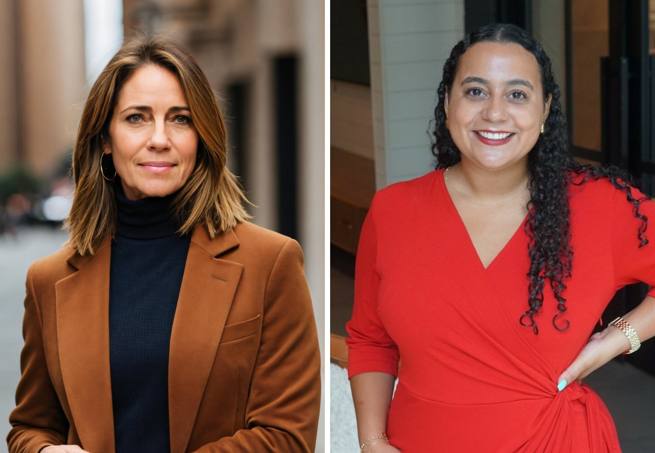 Headshots of two women side by side