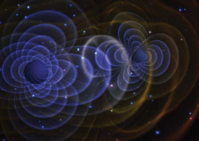 An artist’s rendition of a gravitational wave