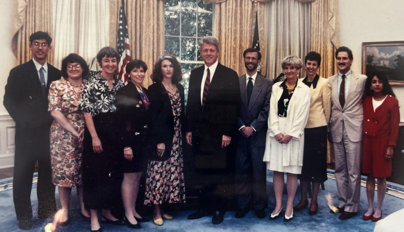 Bill Clinton and Phyllis Greenberger with Group at the White House.