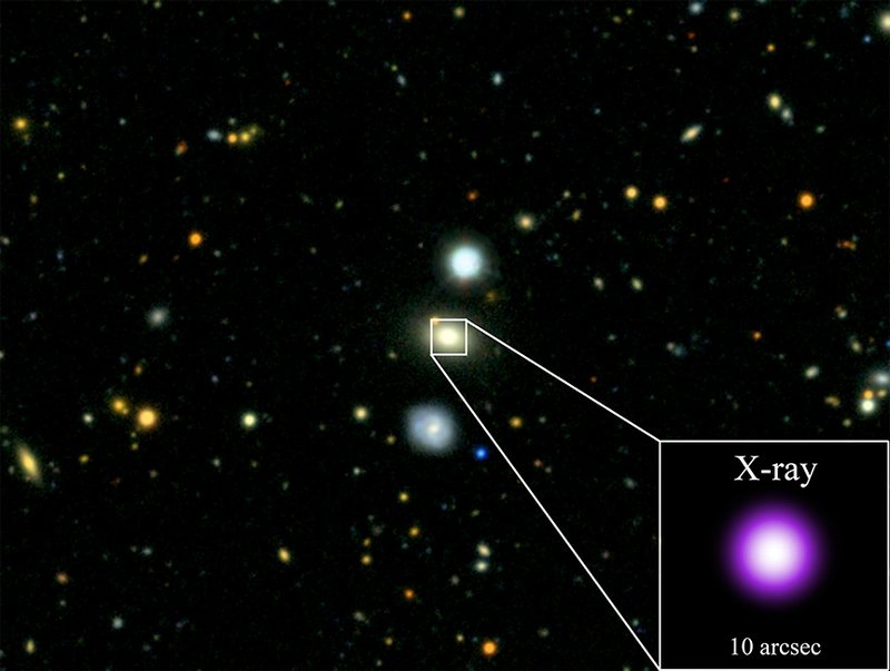 X-ray and optical image of stars.