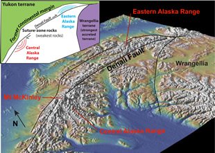 Relief map of the Alaska Range