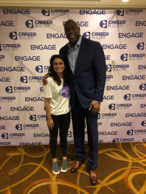 Antonia was able to meet former professional basketball player, Earvin "Magic" Johnson Jr. through her internship experience.
