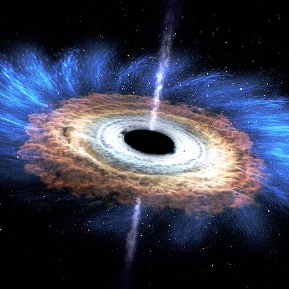 artist's rendering shows the tidal disruption event named ASASSN-14li, where a star wandering too close to a 3-million-solar-mass black hole was torn apart.