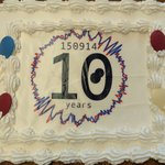 Cake with 150914 10 years written on it.