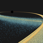 Three-dimensional rendering of modeled debris particles.