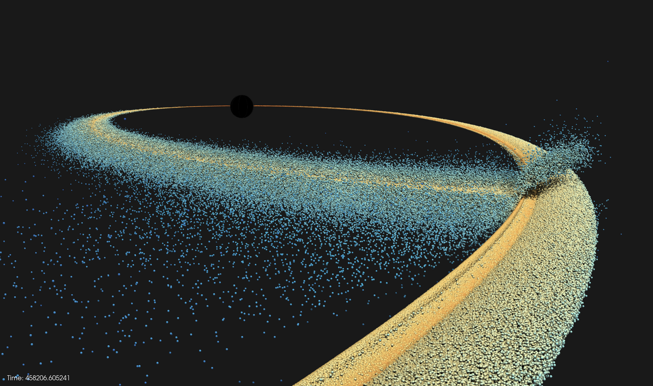 Three-dimensional rendering of modeled debris particles