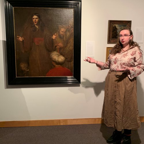 Elisabeth offering commentary during a viewing of the “Masterpieces of Dutch Art” exhibition at the SUArt Galleries this past January.