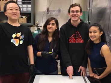 Diane Portugal '20 (far right) with members of Syracuse's High-Energy Physics group