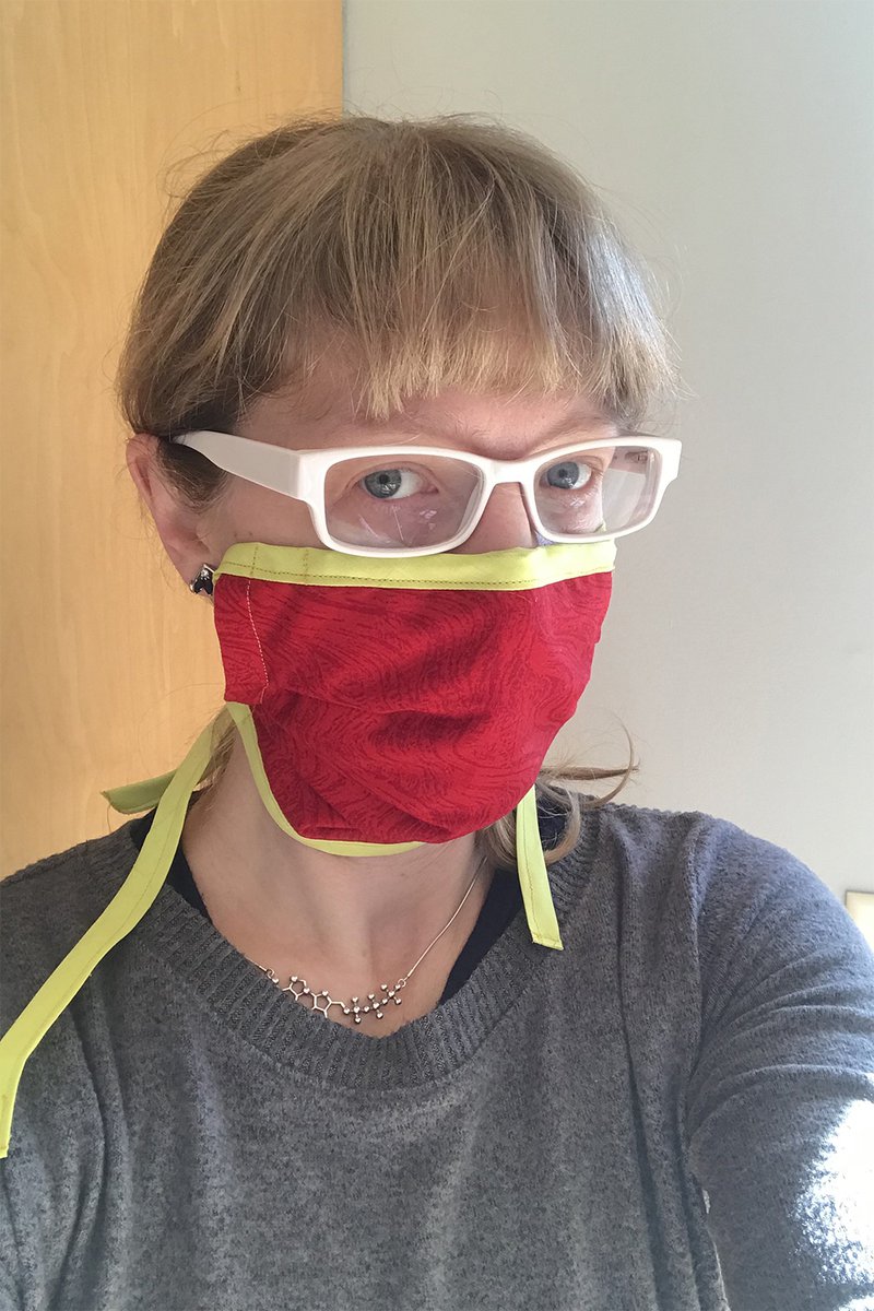 woman wearing homemade mask