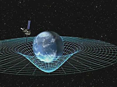 A two-dimensional illustration of mass distorting spacetime (Image courtesy of NASA)