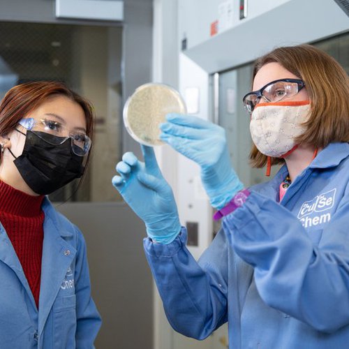 Two people in a research lab.