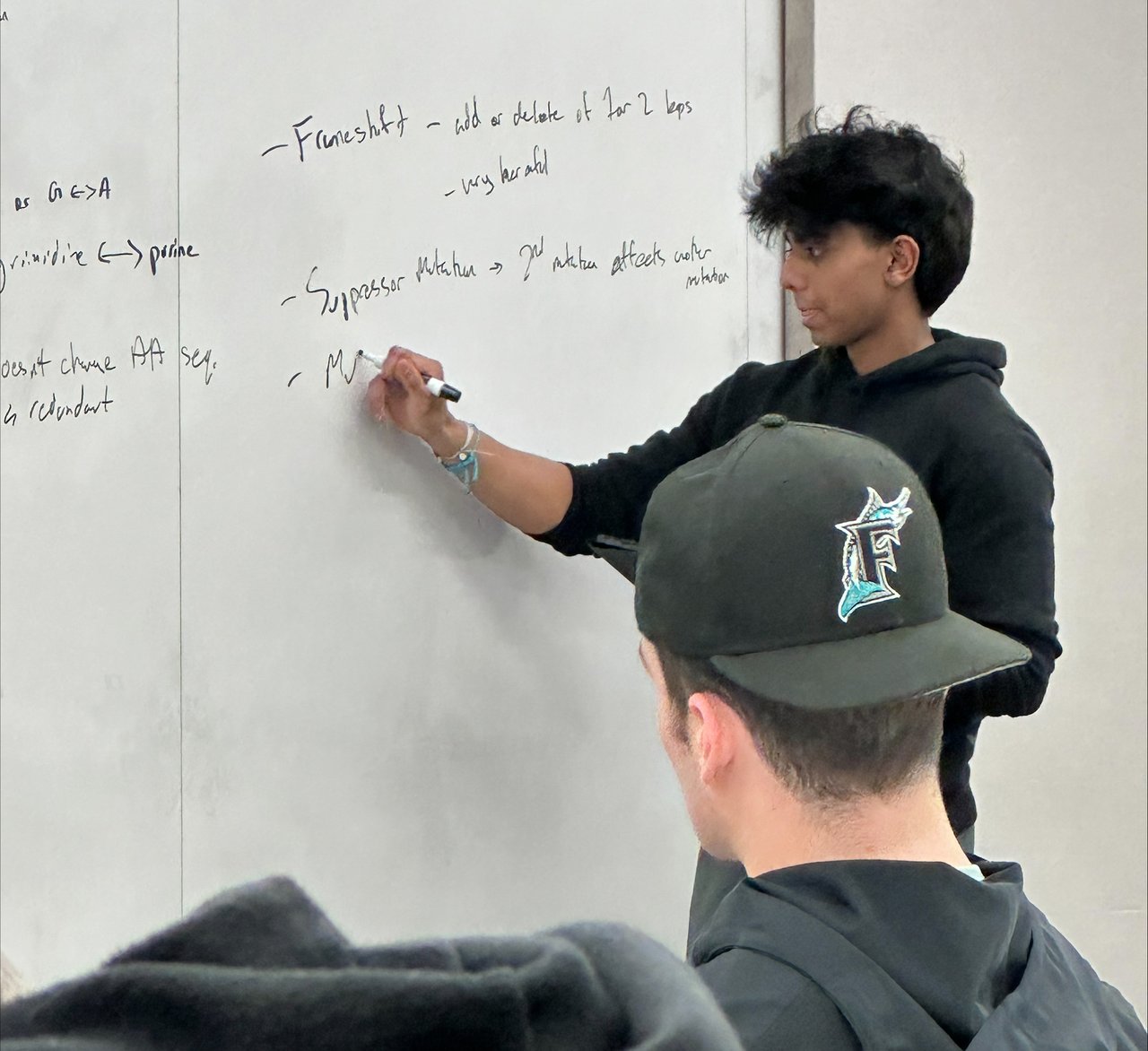 Person drawing on a whiteboard.