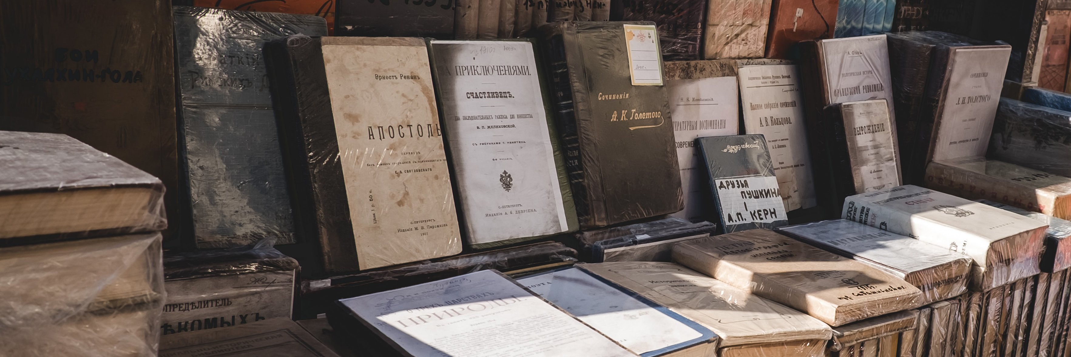 books in russian on display for sale