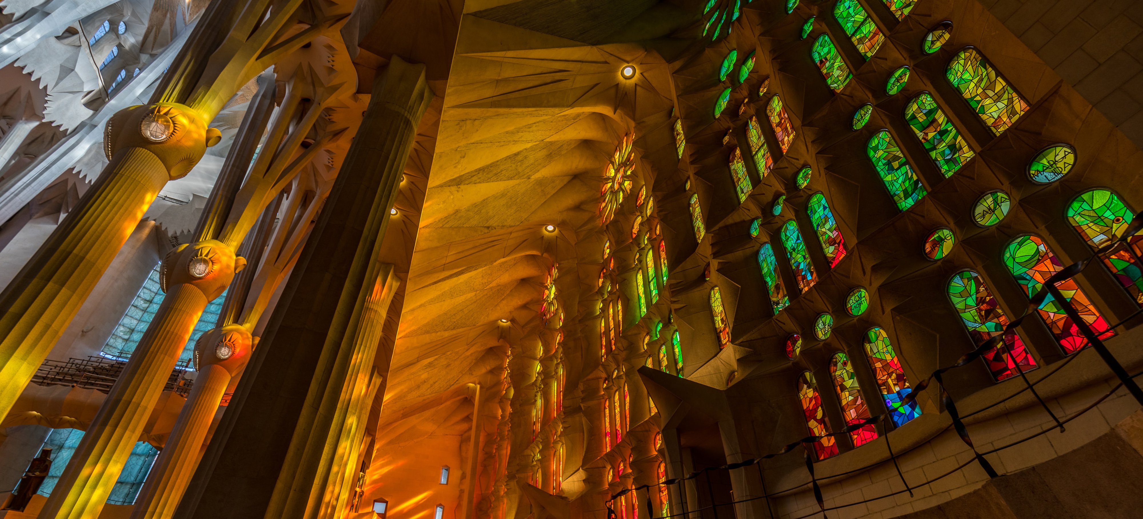 Interior of La Sagrada Familia, Barcelona, Catalonia, Spain