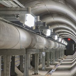 Hallways with a neutrino beam accelerator in it.