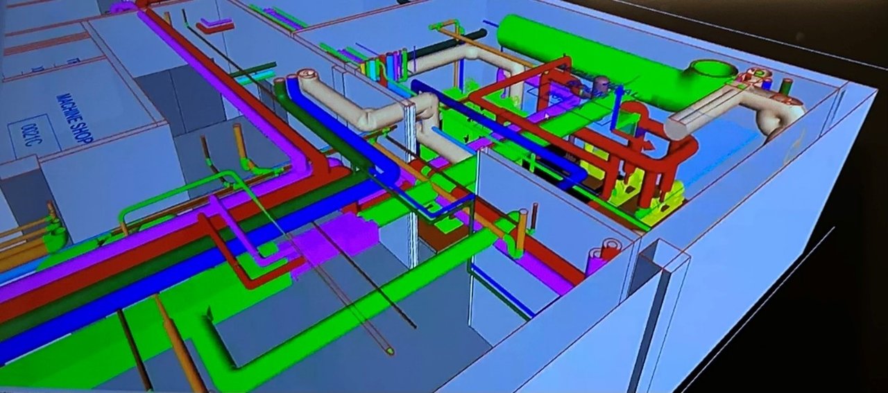 colorized 3D rendering of construction plans