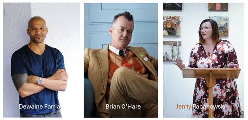 Dewaine Farria, Brian O’Hare and Jenny Pacanowski side by side headshots.